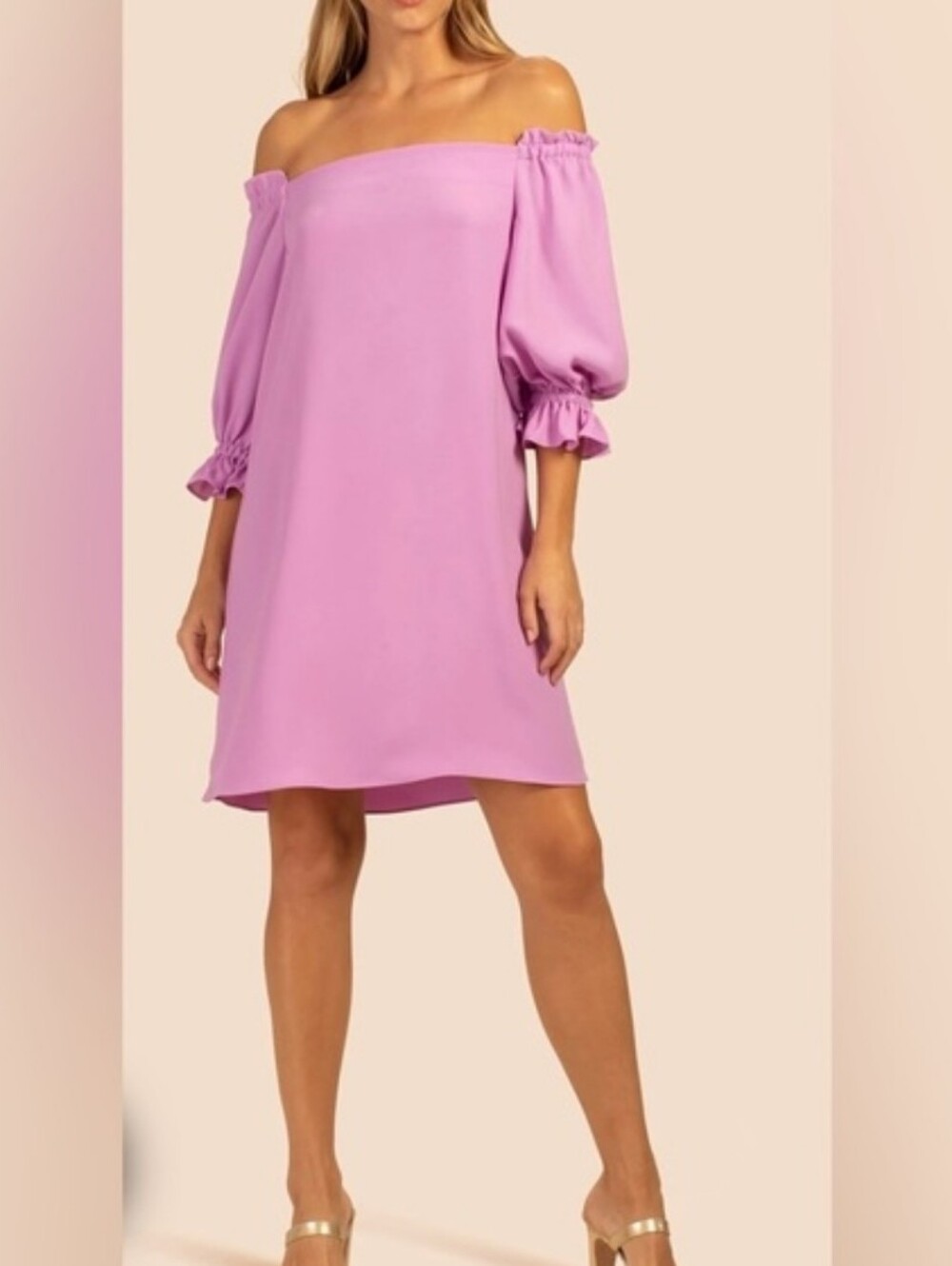 Trina Turk Tootsie Off Shoulder Lavender Mini Dress Sz L